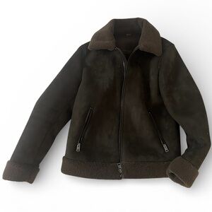 *SOLD* MANGO Double Face Faux Suede Jacket with Shearling Effect Lining (Cognac)